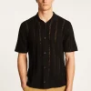 Montagut Chemises-Chemise en coton ajourée - Miguel 01-Noir