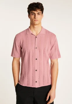 Montagut Chemises-Chemise en coton ajourée - Miguel 24-Rose clair