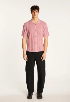 Montagut Chemises-Chemise en coton ajourée - Miguel 24-Rose clair