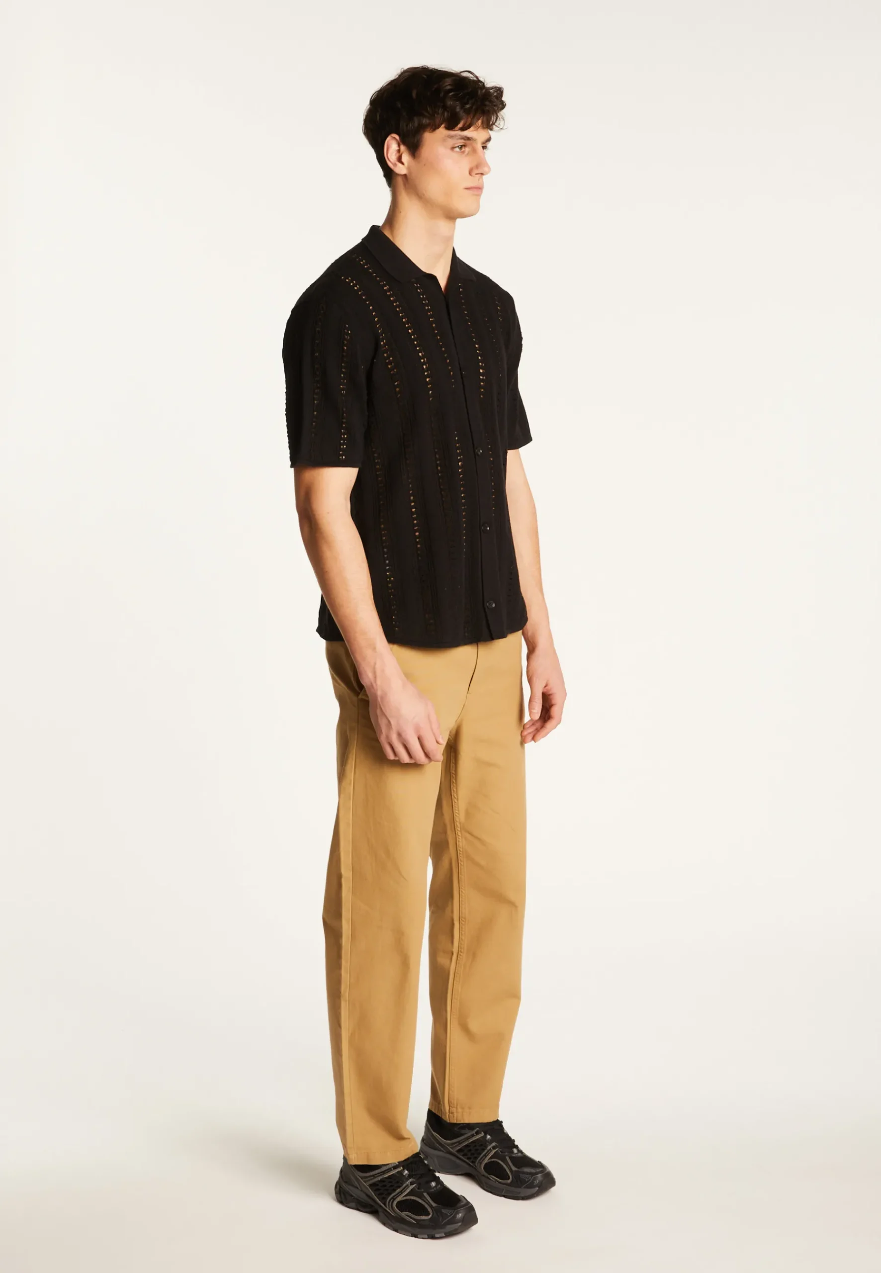 Montagut Chemises-Chemise en coton ajourée - Miguel 01-Noir