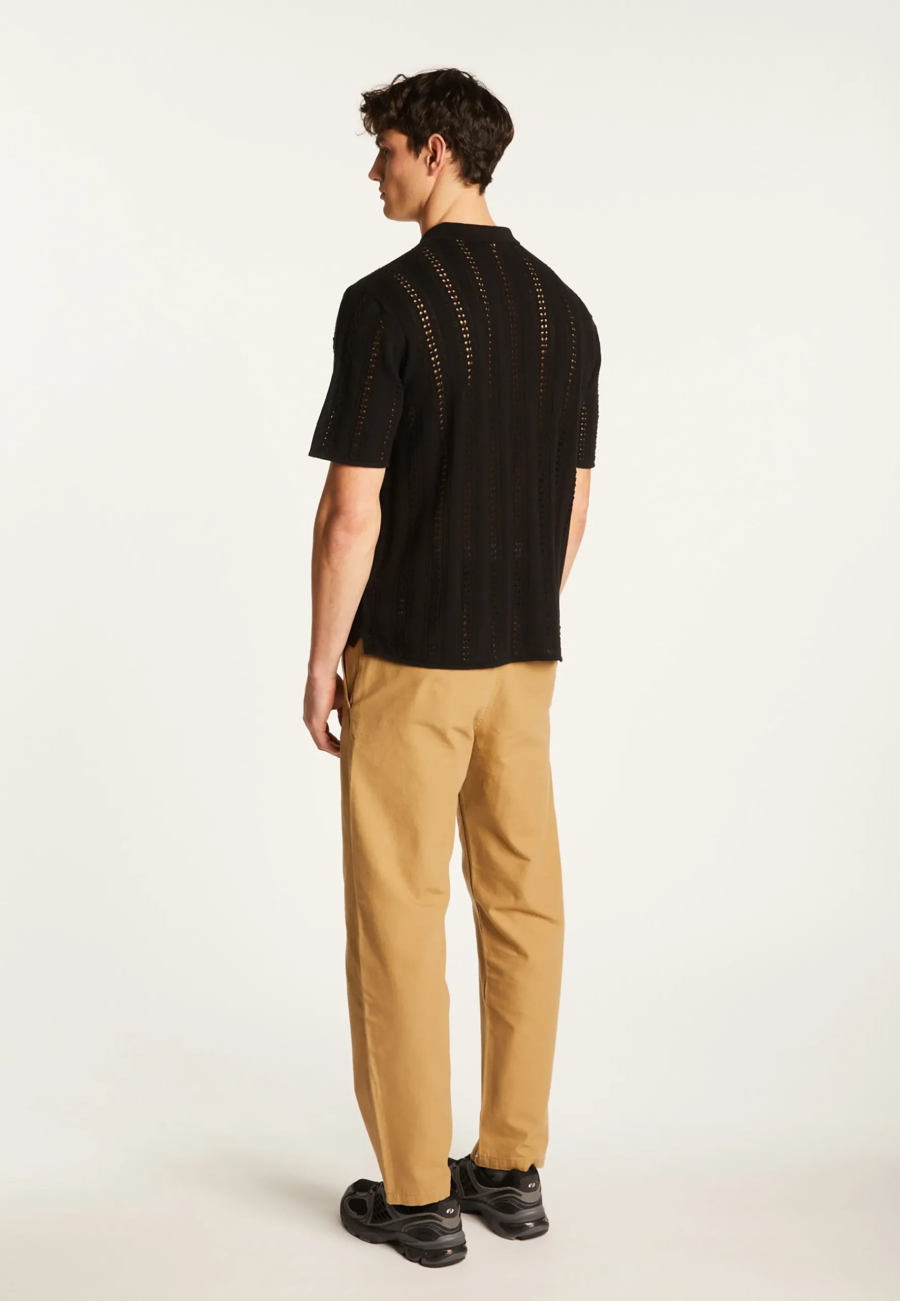 Montagut Chemises-Chemise en coton ajourée - Miguel 01-Noir