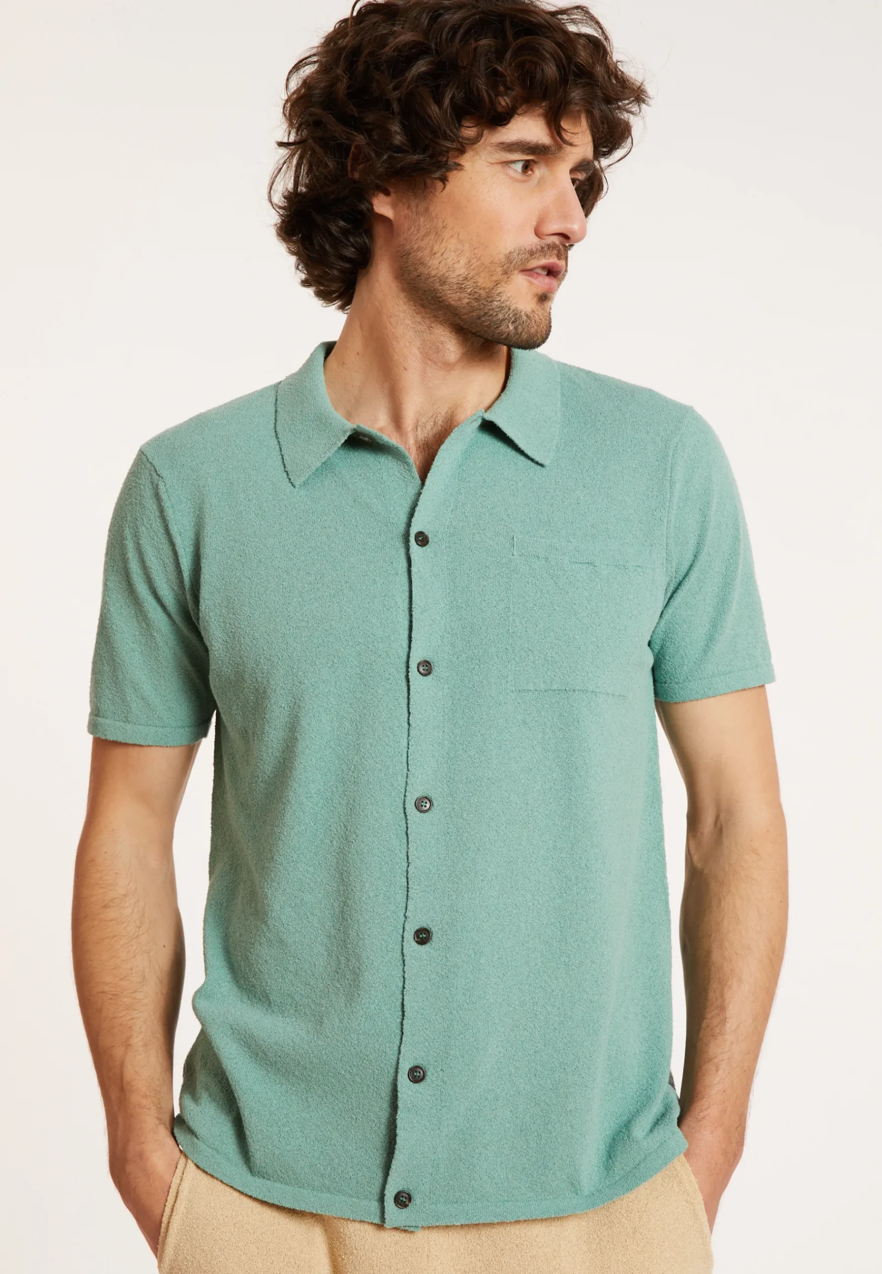Montagut Chemises-Chemise en coton brossé - Dominique 94-Vert amande