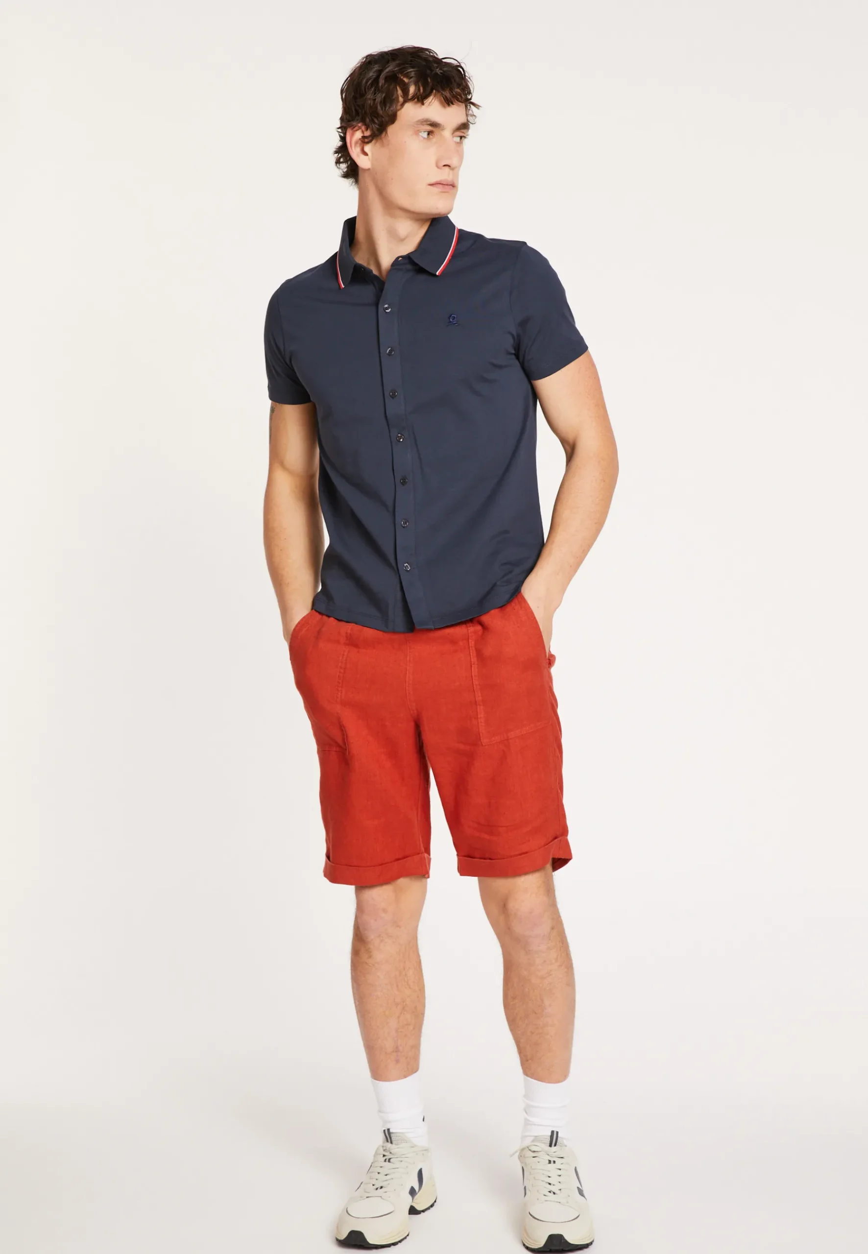 Montagut Chemises-Chemise en coton jersey - Baccara 05-Bleu marine