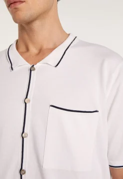 Montagut Chemises-Chemise en coton manches courtes - Lilian 02-Blanc