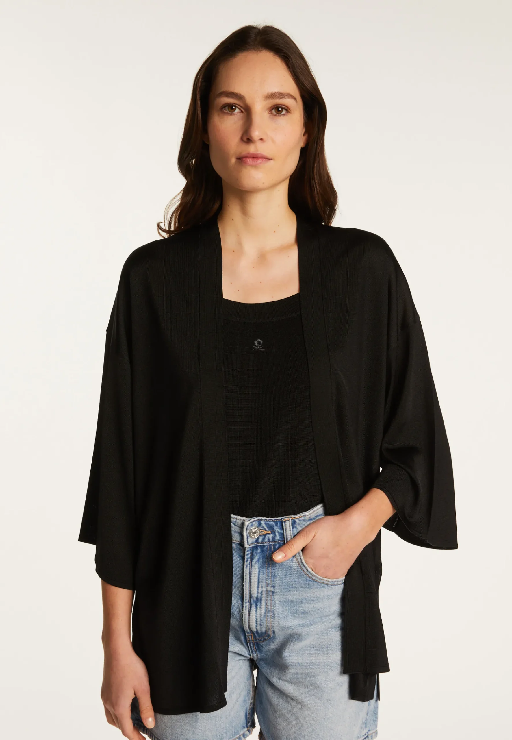 Montagut Chemisiers Et Polos-Chemise en fil lumière - Doria 01-Noir