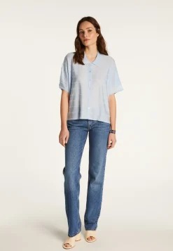 Montagut Chemisiers Et Polos-Chemise en fil lumière - Donatella 77-Bleu ciel