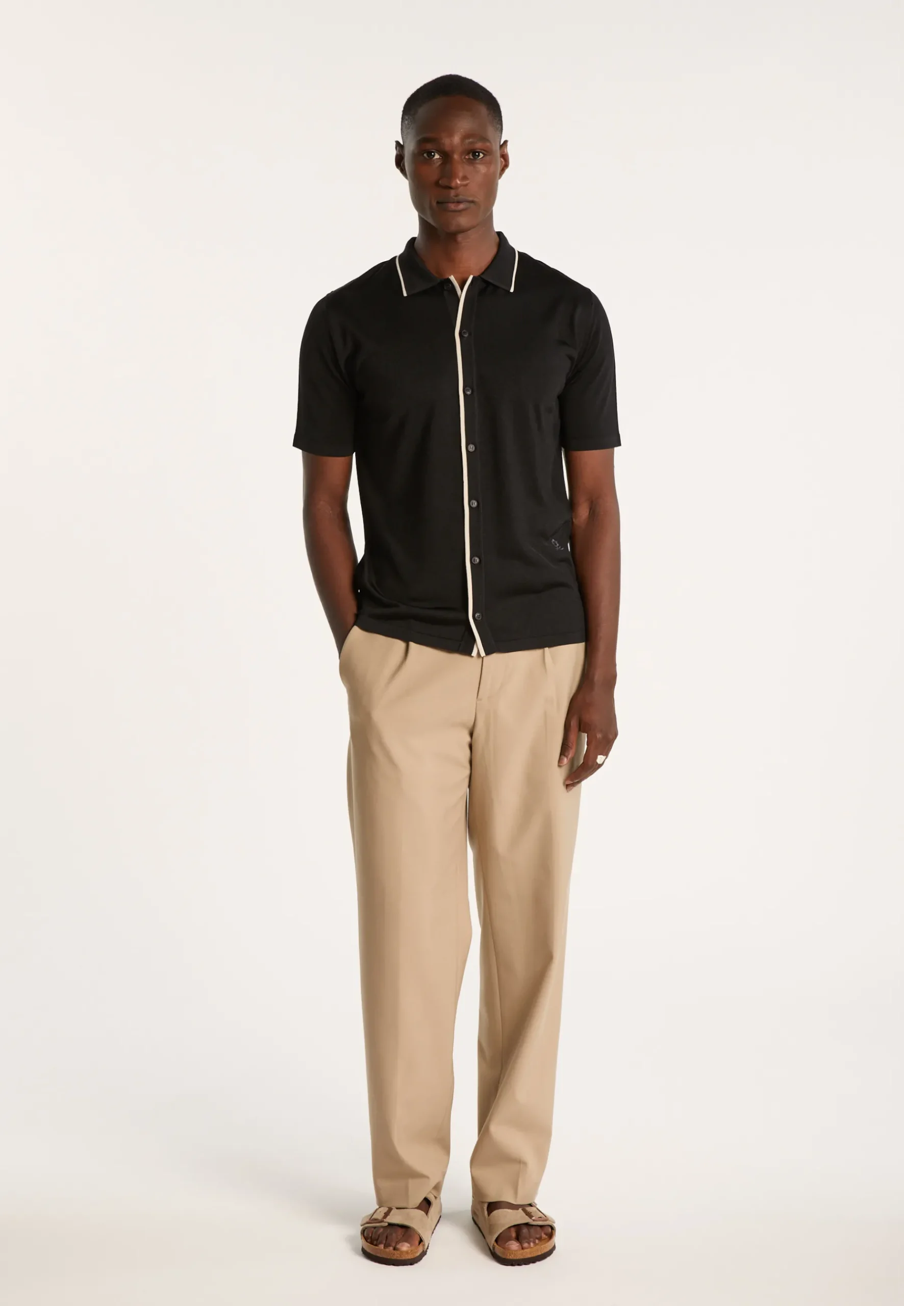 Montagut Chemises-Chemise en Fil lumière - Roman 01-Noir