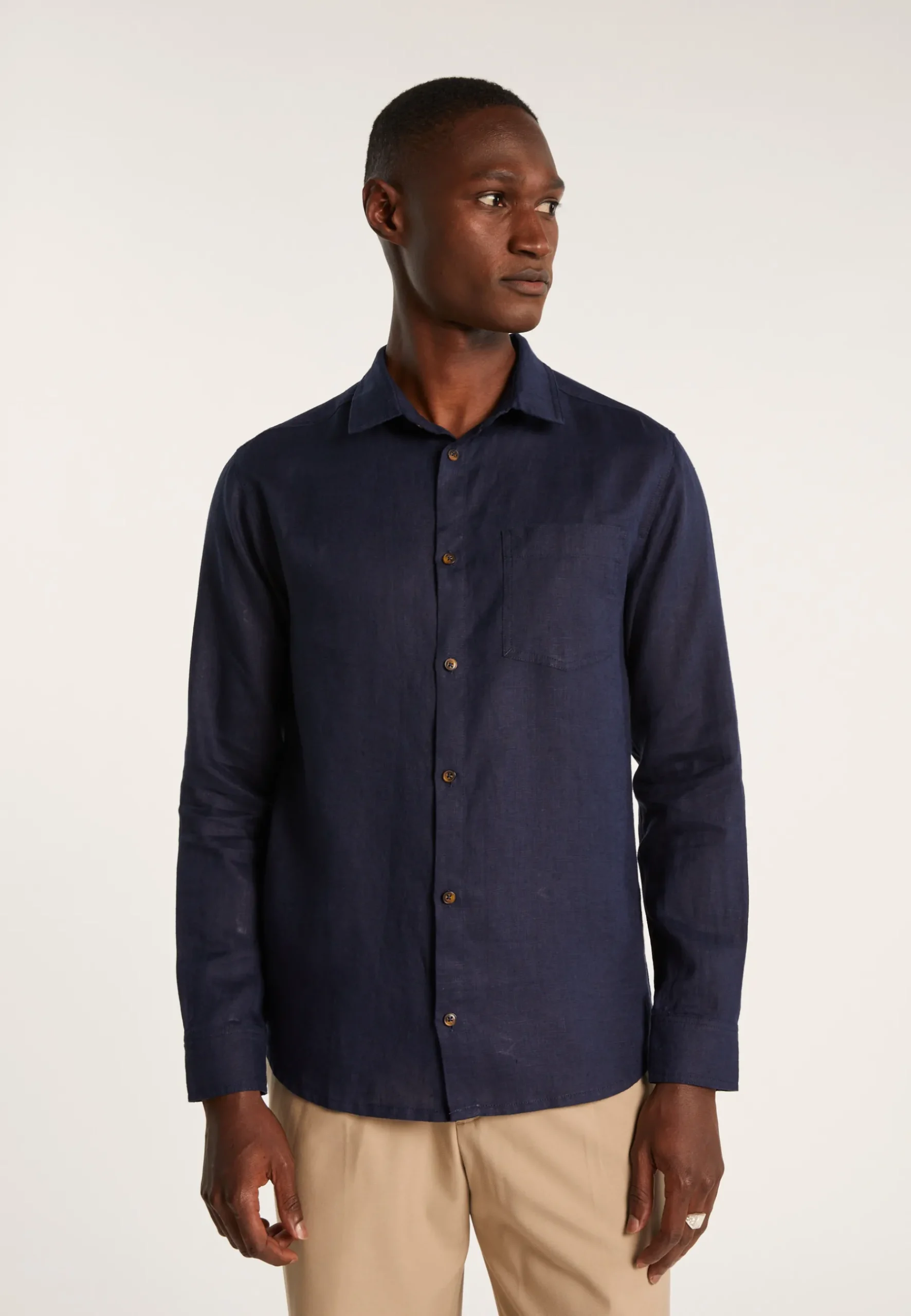Montagut Chemises-Chemise en lin - Denver 05-Bleu marine