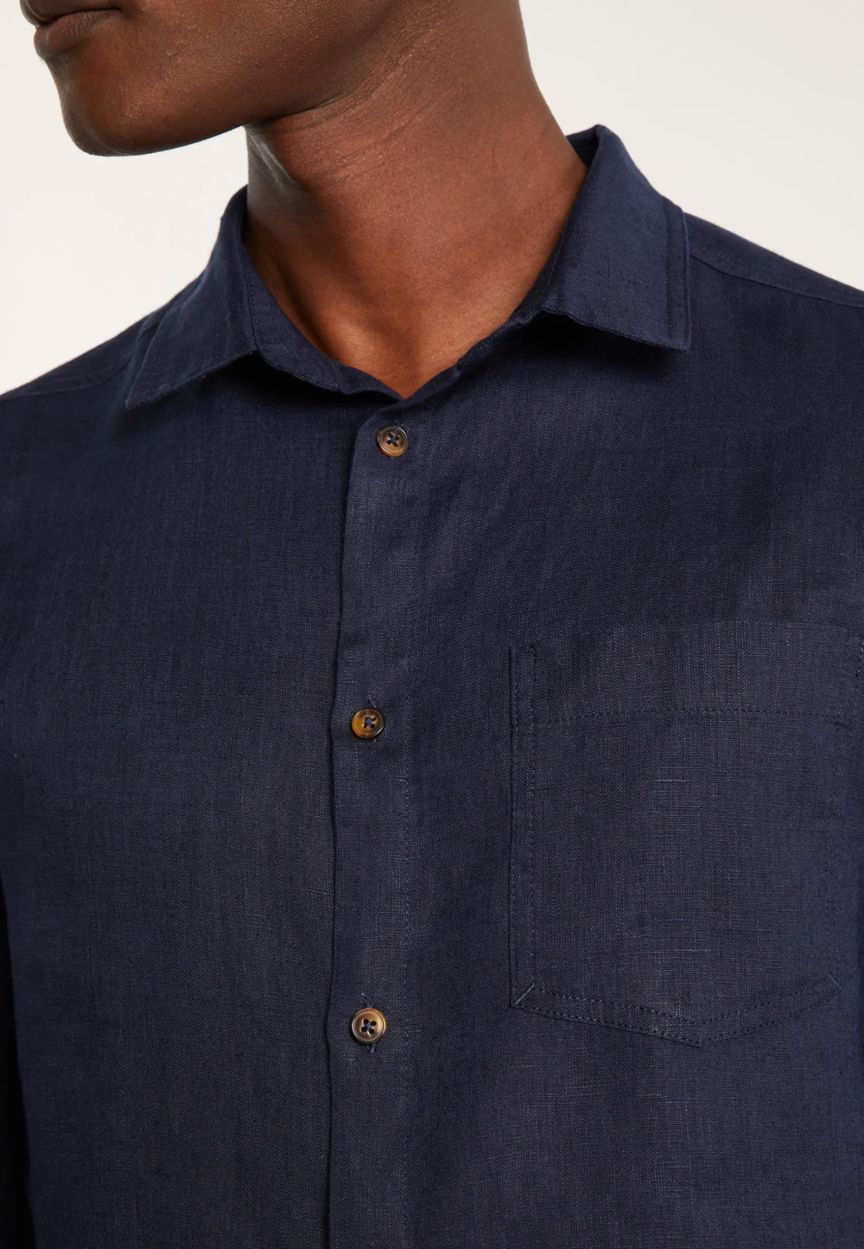 Montagut Chemises-Chemise en lin - Denver 05-Bleu marine