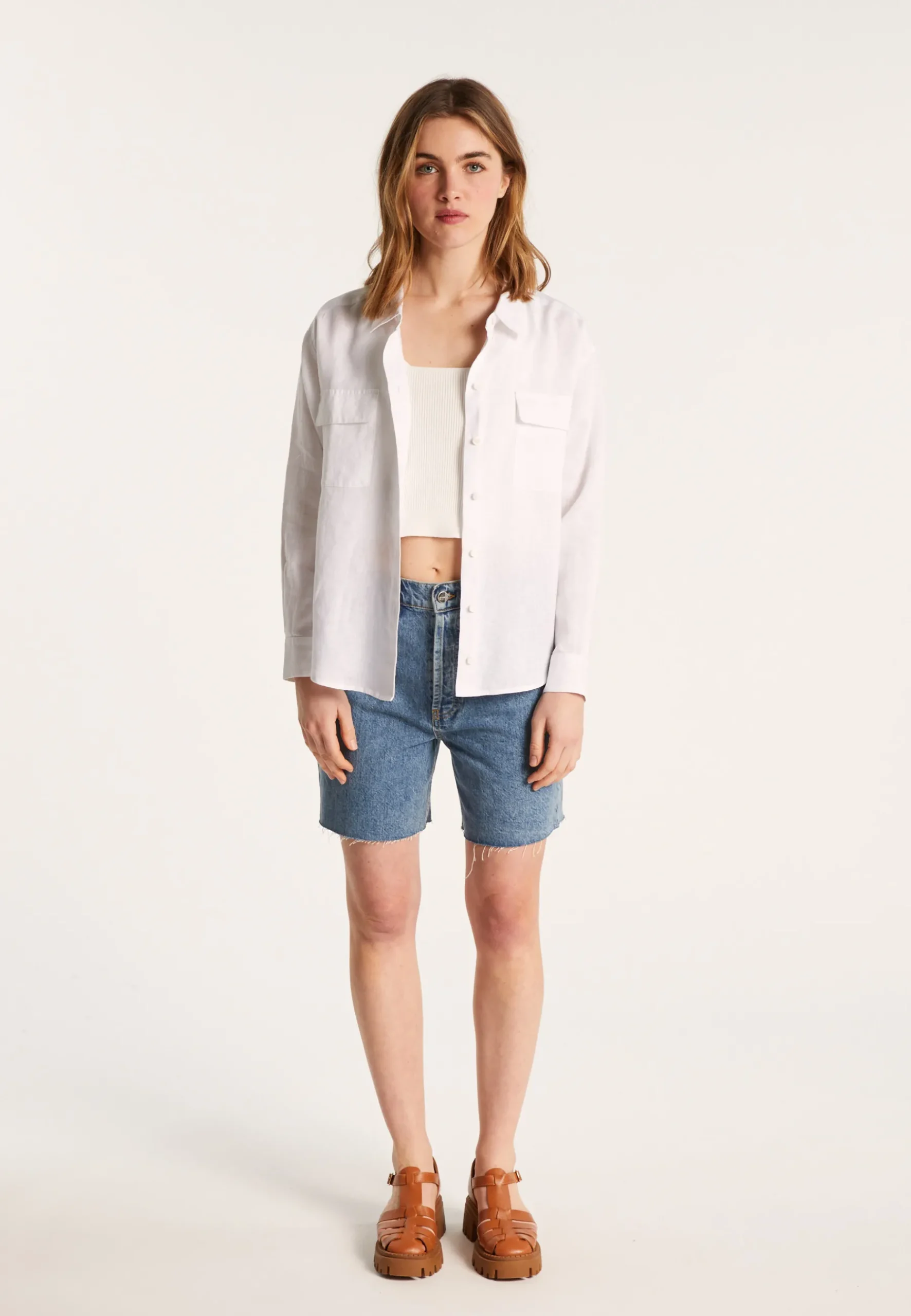 Montagut Chemisiers Et Polos-Chemise en lin - Tonya 02-Blanc