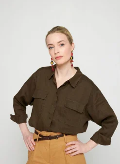 Montagut Chemisiers Et Polos-Chemise en lin - Tonya 83-Kaki