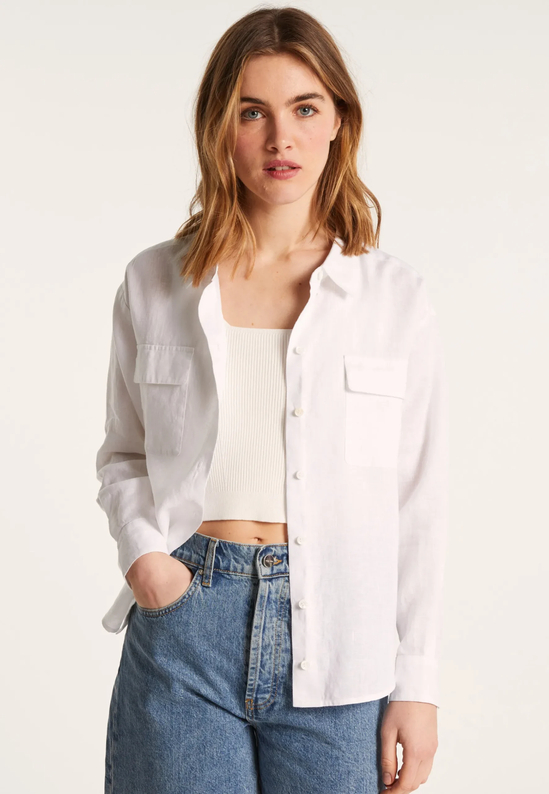 Montagut Chemisiers Et Polos-Chemise en lin - Tonya 02-Blanc