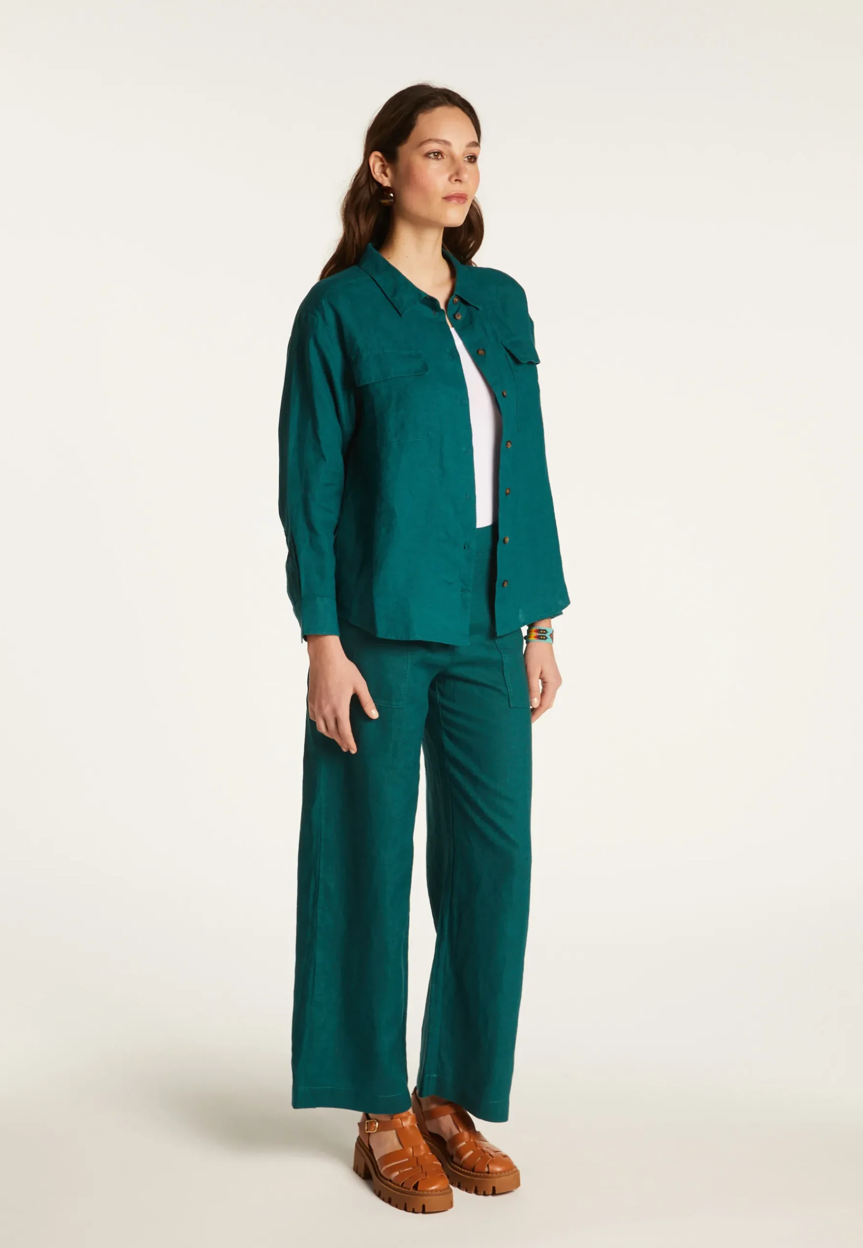Montagut Chemisiers Et Polos-Chemise en lin - Tonya 93-Emeraude