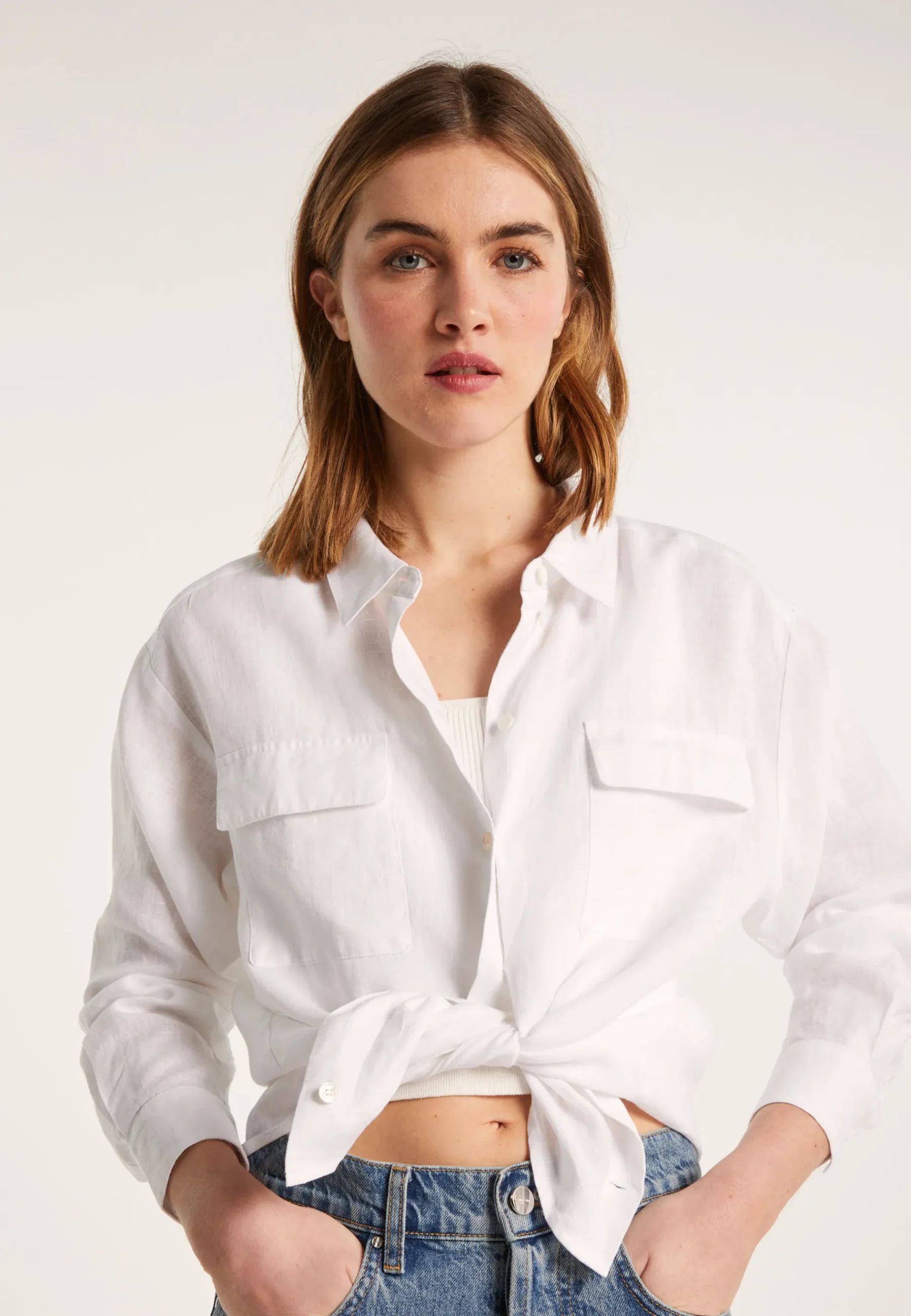 Montagut Chemisiers Et Polos-Chemise en lin - Tonya 02-Blanc