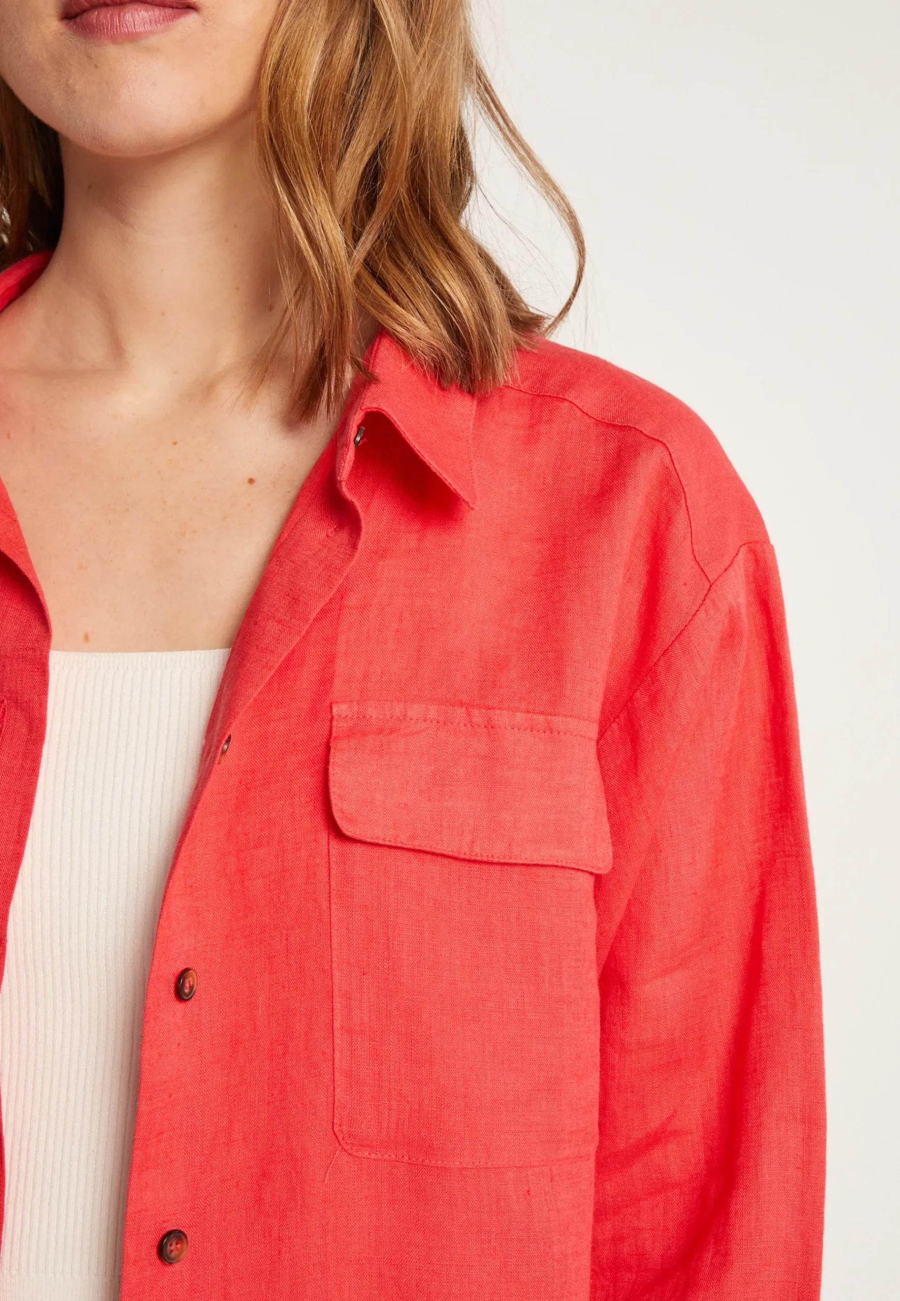 Montagut Chemisiers Et Polos-Chemise en lin - Tonya 52-Rouge