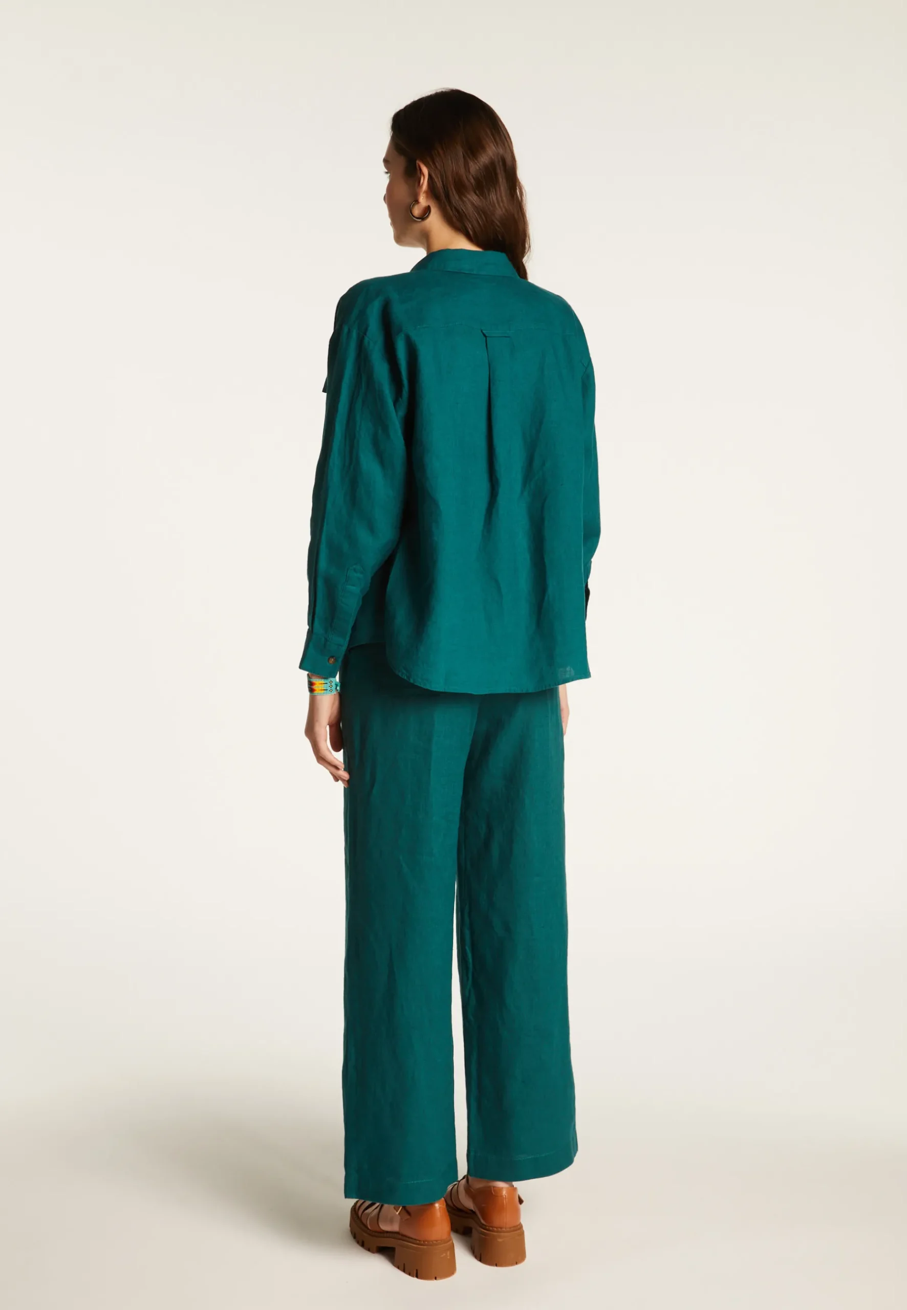 Montagut Chemisiers Et Polos-Chemise en lin - Tonya 93-Emeraude