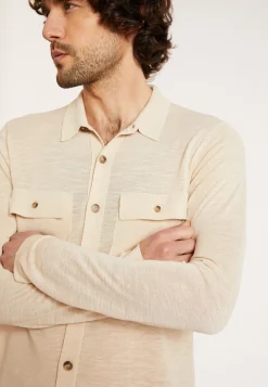 Montagut Chemises-Chemise en lin flammé - Randy 12-Beige clair