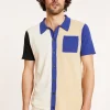 Montagut Chemises-Chemise manches courtes en coton brossé - Donald 03-Bleu foncé