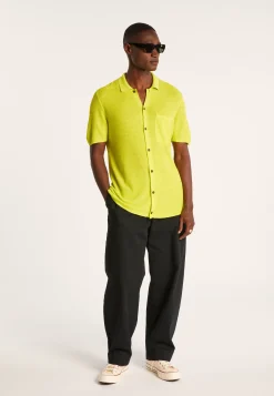 Montagut Chemises-Chemise manches courtes en lin flammé - Icarus 90-Vert anis