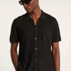 Montagut Chemises-Chemise manches courtes en lin flammé - Icarus 01-Noir
