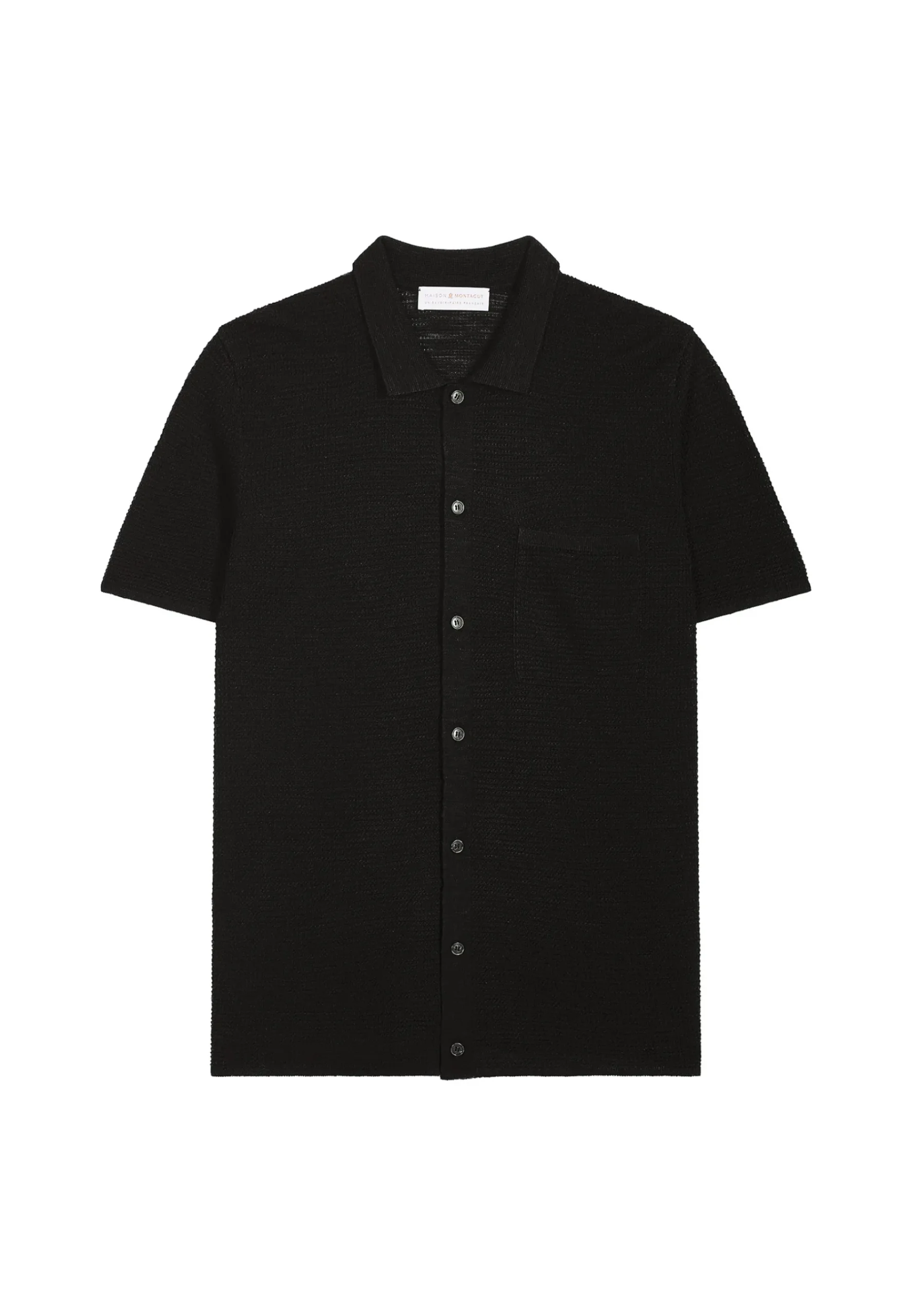 Montagut Chemises-Chemise manches courtes en lin flammé - Icarus 01-Noir