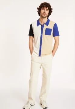 Montagut Chemises-Chemise manches courtes en coton brossé - Donald 03-Bleu foncé