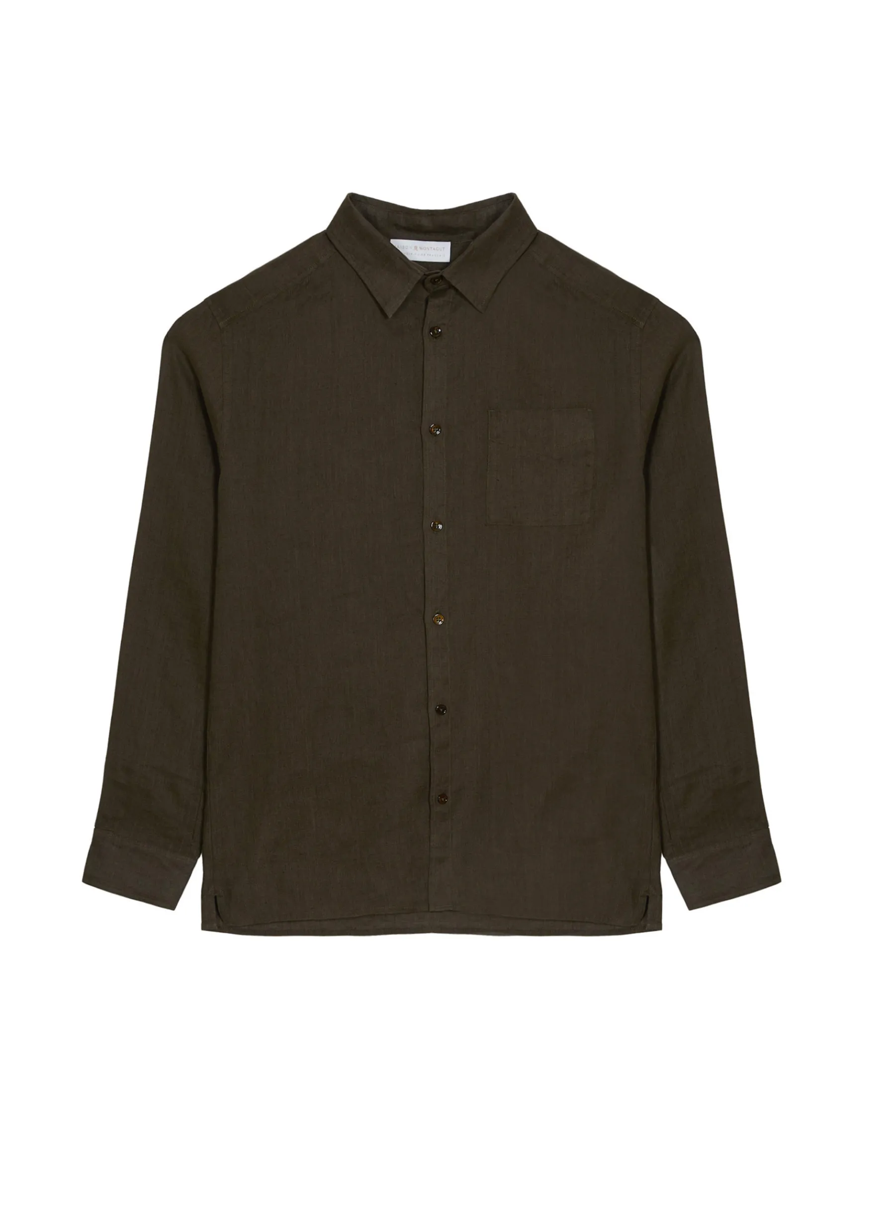 Montagut Chemises-Chemise manches longues en lin - Robin 83-Kaki
