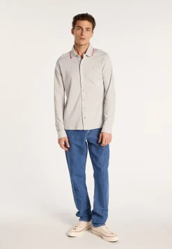 Montagut Chemises-Chemise manches longues en coton jersey - Baggy 11-Gris clair