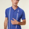 Montagut Chemises-Chemise rayée manches courtes en Fil Lumière - Fabion 06-Bleu moyen