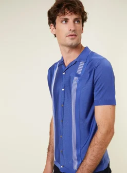 Montagut Chemises-Chemise rayée manches courtes en Fil Lumière - Fabion 06-Bleu moyen