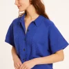 Montagut T-Shirts Et Débardeurs-Chemisier en coton - Medina 03-Bleu foncé