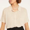 Montagut T-Shirts Et Débardeurs-Chemisier en lin flammé - Pablito 12-Beige clair