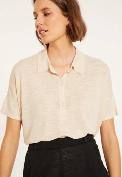 Montagut T-Shirts Et Débardeurs-Chemisier en lin flammé - Pablito 12-Beige clair