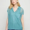 Montagut T-Shirts Et Débardeurs-Chemisier manches courtes effet irrisé - Stacy 49-Turquoise
