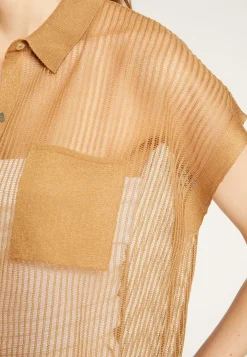 Montagut T-Shirts Et Débardeurs-Chemisier manches courtes effet irrisé - Stacy 14-Beige foncé