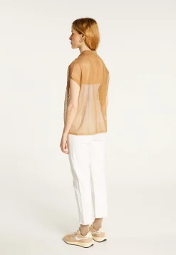 Montagut T-Shirts Et Débardeurs-Chemisier manches courtes effet irrisé - Stacy 14-Beige foncé