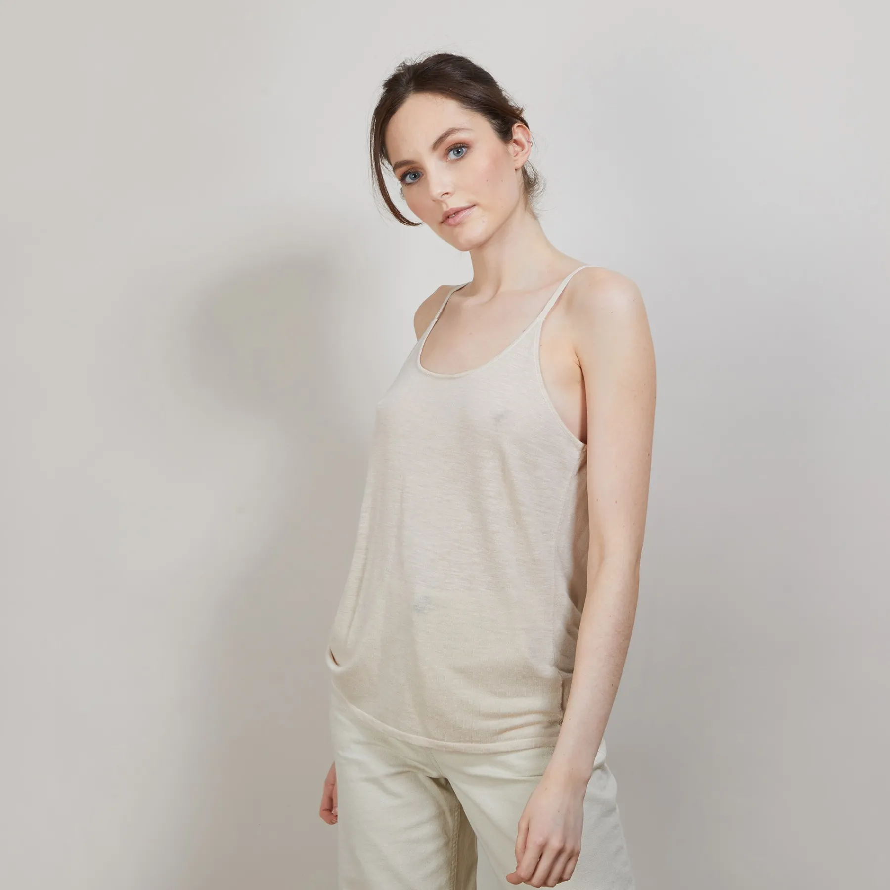 Montagut T-Shirts Et Débardeurs-Débardeur à fines bretelles en lin flammé - Bajah 12-Beige clair