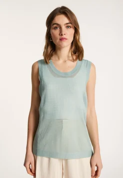 Montagut T-Shirts Et Débardeurs-Débardeur ajouré en Fil Lumière - Linda 94-Vert amande