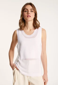 Montagut T-Shirts Et Débardeurs-Débardeur ajouré en Fil Lumière - Linda 02-Blanc