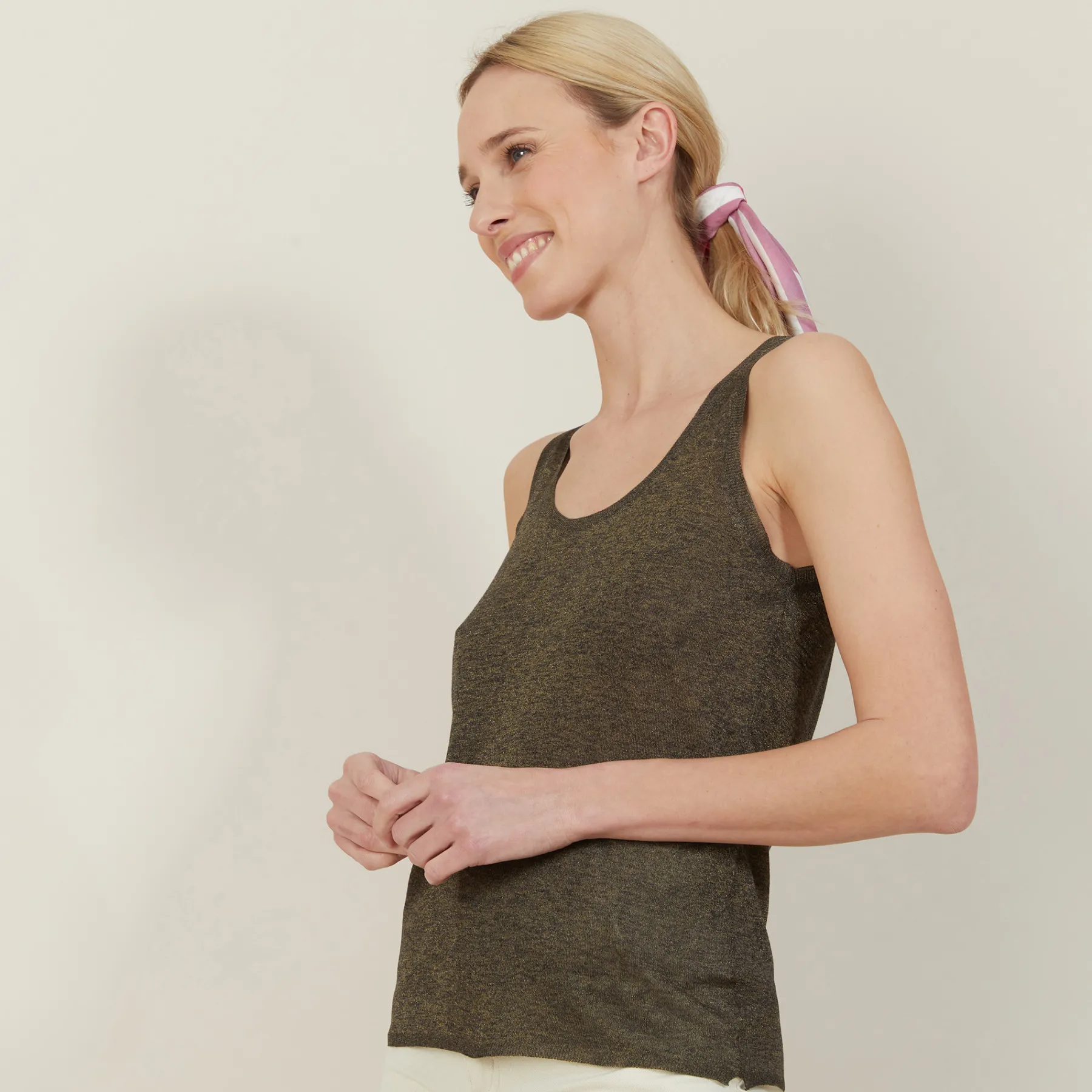 Montagut T-Shirts Et Débardeurs-Débardeur col rond effet irrisé - Ness 83-Kaki