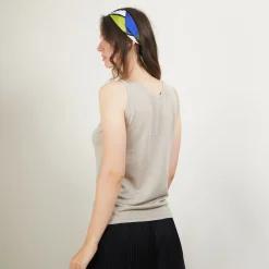 Montagut Les Incontournables-Débardeur col v en laine - Blanchette 13-Beige moyen