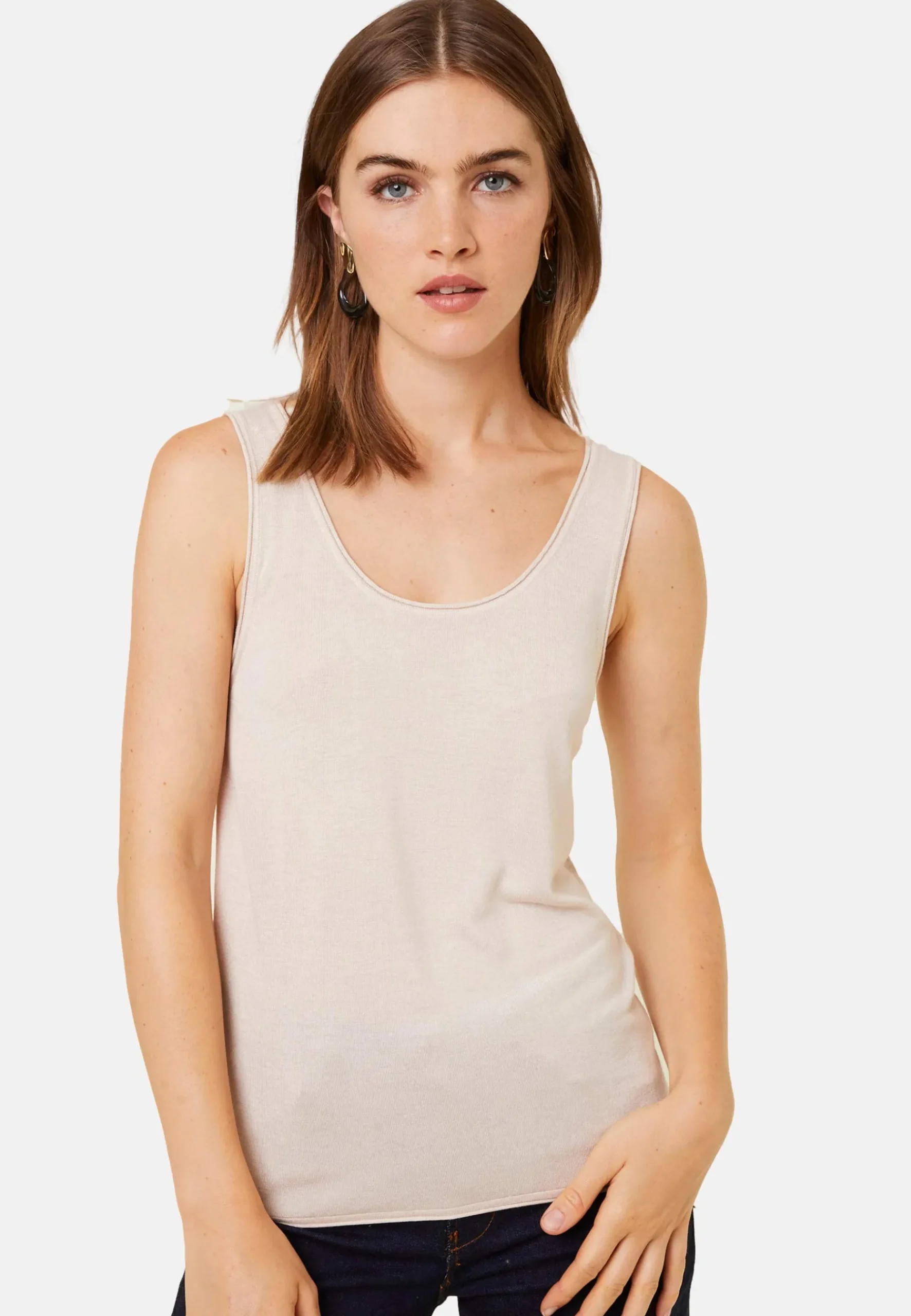 Montagut Les Incontournables-Débardeur en fibre de bambou cachemire maille fine - Aetim 12-Beige clair