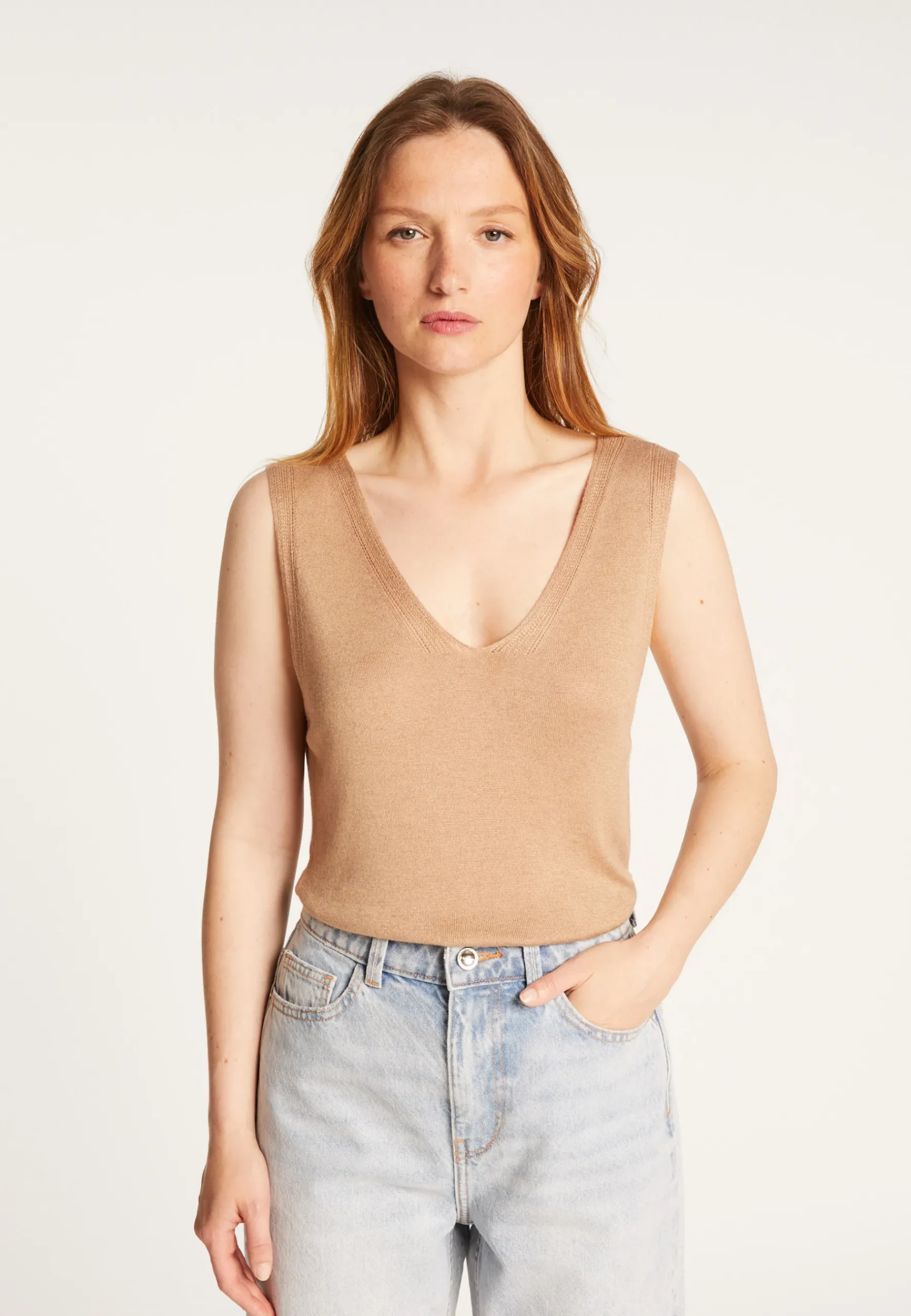 Montagut T-Shirts Et Débardeurs-Débardeur en fibre de bambou cachemire - Rianna 88-Camel