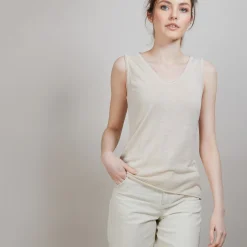 Montagut T-Shirts Et Débardeurs-Débardeur en lin flammé - Boréal 12-Beige clair