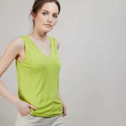 Montagut T-Shirts Et Débardeurs-Débardeur en lin flammé - Boréal 90-Vert anis