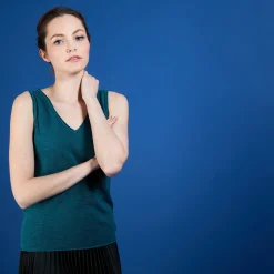 Montagut T-Shirts Et Débardeurs-Débardeur en lin flammé - Boréal 21-Vert foncé