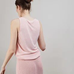 Montagut T-Shirts Et Débardeurs-Débardeur en lin flammé - Boréal 24-Rose clair