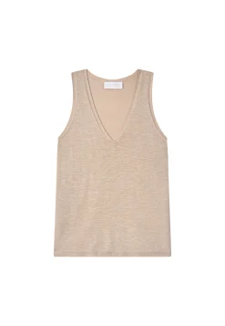 Montagut T-Shirts Et Débardeurs-Débardeur en lin flammé - Lalita 13-Beige moyen