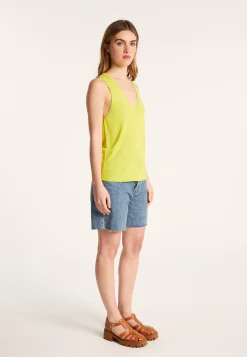 Montagut T-Shirts Et Débardeurs-Débardeur en lin flammé - Lalita 90-Vert anis