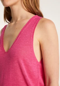 Montagut T-Shirts Et Débardeurs-Débardeur en lin flammé - Lalita 26-Rose foncé